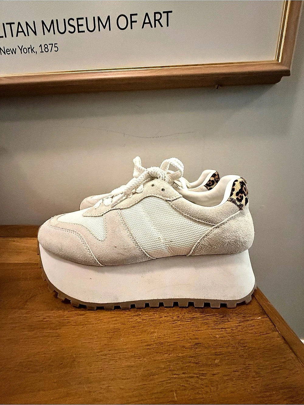 Anthropologie Silent D Vault Platform Sneakers – Cream/Leopard – EU 40
